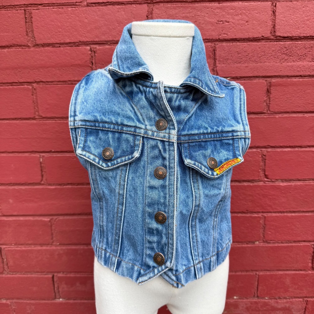 Vintage Y2K Jordache Denim Vest Girls Size 3T Sleeveless Trucker Jacket Preppy
